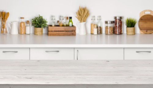 white countertop